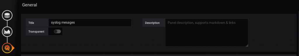 Grafana // setting name for the table with the SYSLOG messages