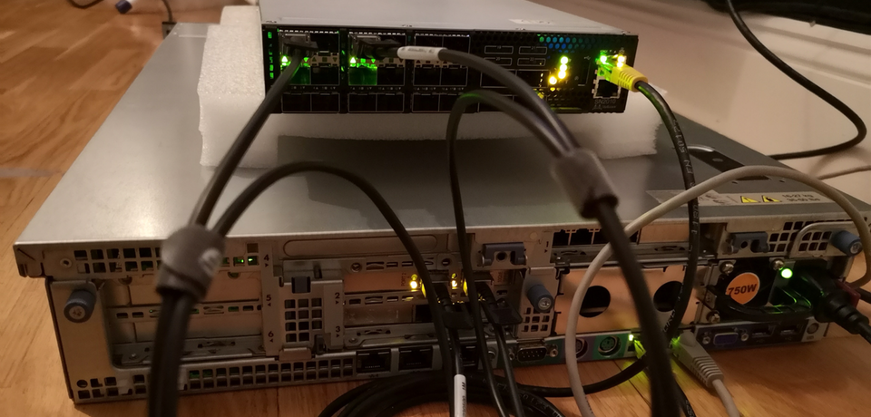 Fully running lab with Mellanox SN 2010 and 2x10G to servers